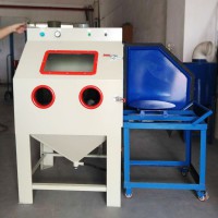台车转盘式模具喷砂机 手动推车重金属喷砂机
