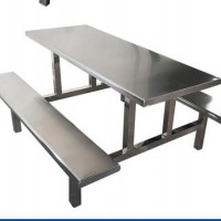 工厂不锈钢食堂餐桌椅 长条形八人位设计 耐用坚固