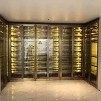 定制拉丝玫瑰金大堂客厅恒温酒柜红酒架别墅不锈钢酒柜