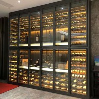 酒店不锈钢玫瑰金恒温酒架别 墅红酒柜定制加工
