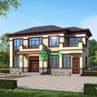 20万建中式二层自建别墅，带小露台，采光好