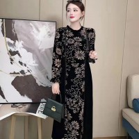 圣格娅春季女裙 金丝绒连衣裙 品牌折扣女装 大码服装