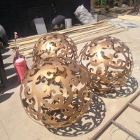 不锈钢镂空球雕塑户外大金属发光花球圆球广场园林镂空球雕塑摆件
