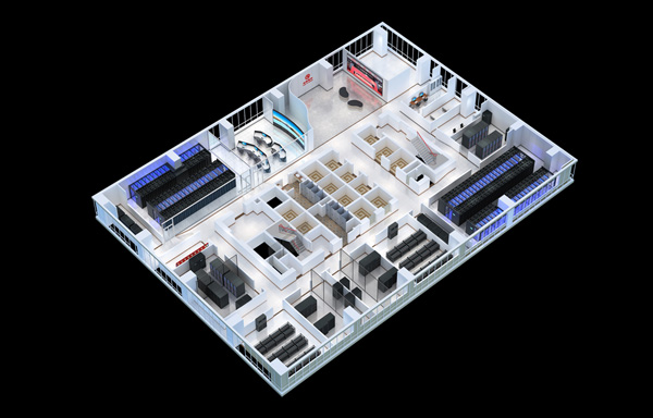 西安机房布置方案效果图设计出图|智慧城市规划制作
