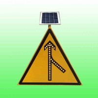 潍坊三角形交通标志牌 太阳能合流标志牌 主动发光标志牌报价